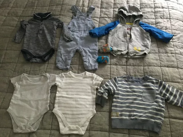 Baby boys 3-6m bundle sweatshirt hoodie dungarees bodysuit M&S Mothercare NEXT