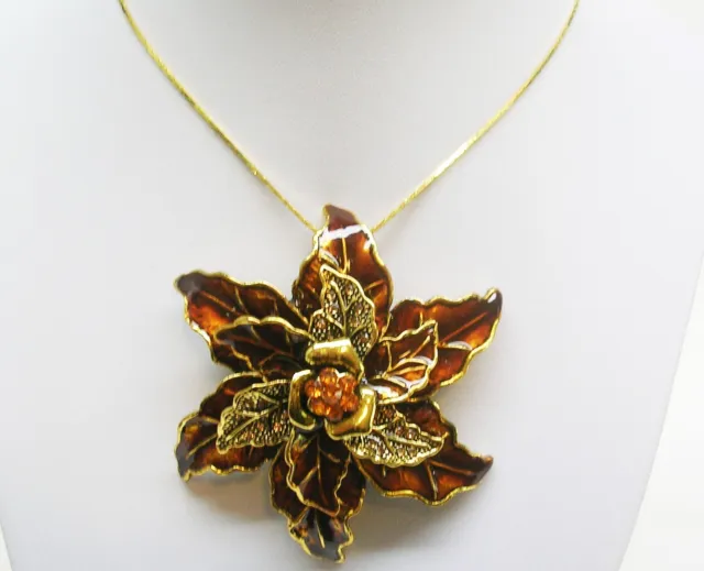 Jay Strongwater  Flower  Broach/Necklace 22"   Broach Measures 2" x 2 1/2'