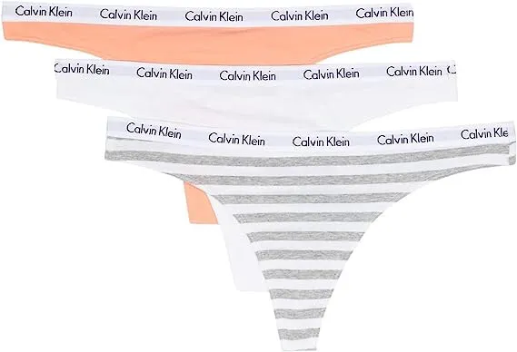 Calvin Klein QD3587 Women's Carousel Thong Panty 3 Pack XS