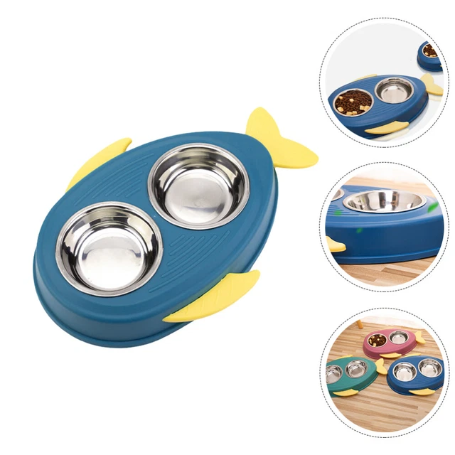 Tazón para perro de acero inoxidable para mascotas plato de agua para mascotas azul