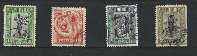 Papua 1932 Pictorials used. 4 inc 2/- & 5/-
