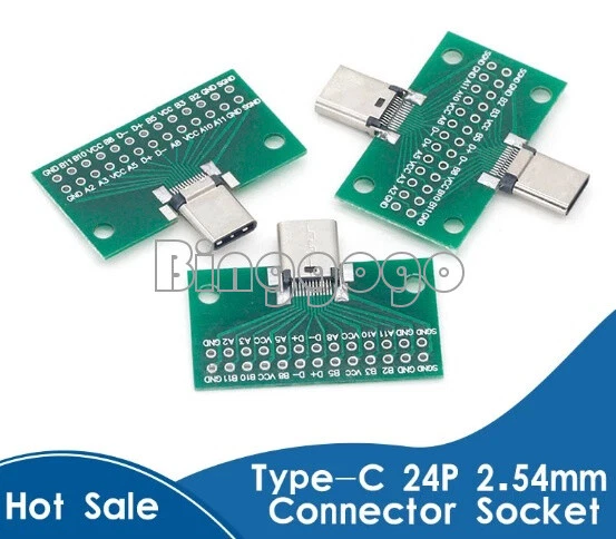 24p TYPE-C MALE TO Female USB 3.1 Test PCB Board Adapter Type C 24P 2.54mm ...