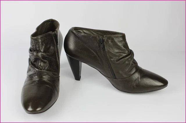 Bottines Boots MINELLI Cuir Marron Foncé T 40 TBE