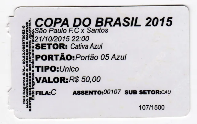 Ticket BRA FC Sao Paulo - FC Santos 21.10.2015