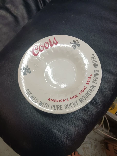 COORS BEER vintage Ceramic 6 inch ASHTRAY, Rocky Mountain Spring Water, COLORADO