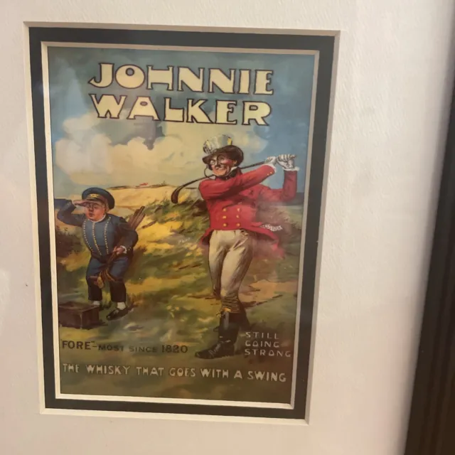 Johnnie Walker Framed Picture with Mat "The Whiskey That Goes With A Swing" 2