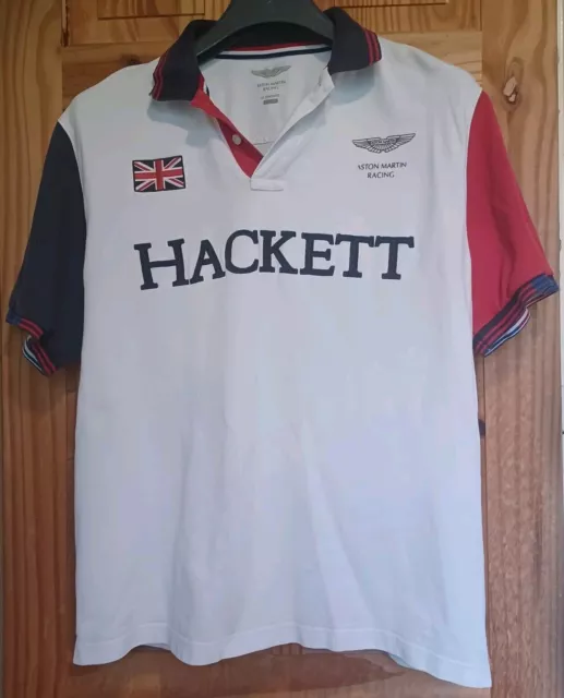 Hackett Aston Martin Racing Short Sleeve White Mens Polo Shirt - Size XXL