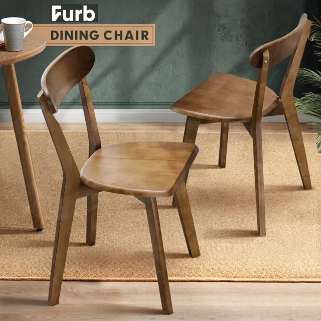 Furb 2x Dining Chairs Minimalist Wooden Chair Accent Chair Kitchen Walnut