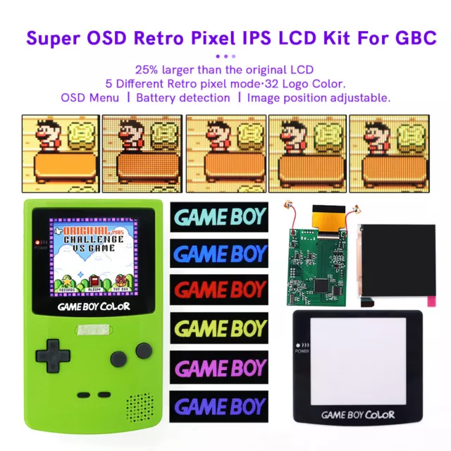 Super OSD Retro Pixel IPS Backlight LCD+Pre-cut Shell For GBC-Logo discoloration 2