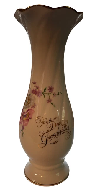 Vintage SAJI Fine China Porcelain Vase "For A Dear Grandmother" ~ Made In Japan