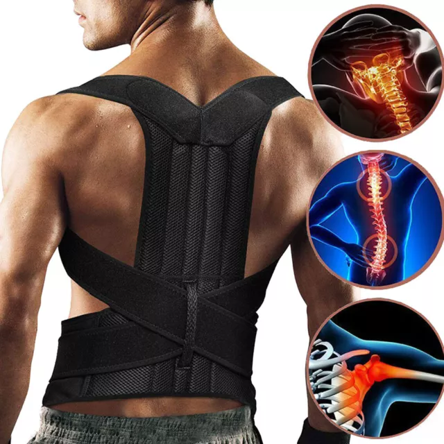 Men Neoprene Posture Corrector Bad Back Lumbar Shoulder Support Belt Brace Women