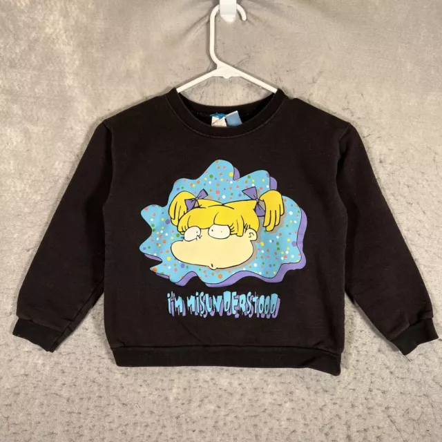 A1 VTG 1996 Nickelodeon Rugrats Angelica Sweater Toddler 7/8 Black Sweatshirt
