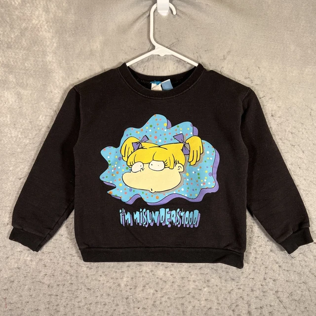 A1 VTG 1996 Nickelodeon Rugrats Angelica Sweater Toddler 7/8 Black Sweatshirt
