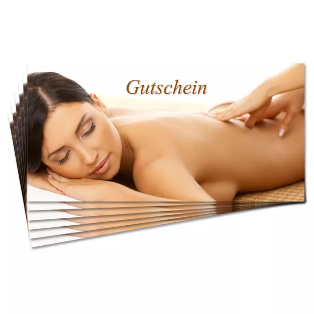 Gutschein ""Massage"" Gutscheinkarte Vordruck Geschenkgutschein DIN lang, 25 Stk