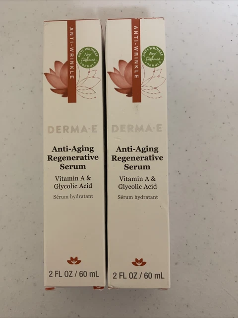 DERMA E 2 PACK Anti-Aging Regenerative Serum 2 fl oz EXP 7/2025+ DAMAGE BOX E