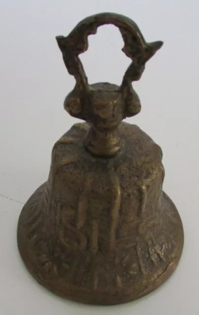 Beautiful Vintage Mid Century Solid Brass Ornate Decorative Heavy Dinner Bell 5