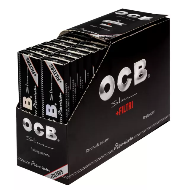 OCB Premium 32 x 32 Slim papiers + filter tips Noir long papers king size