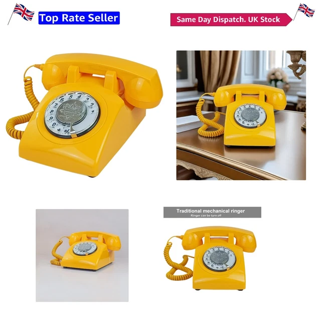 RETRO CORDED LANDLINE Phone with Rotary Dial - Vintage 80s Decor & Gift