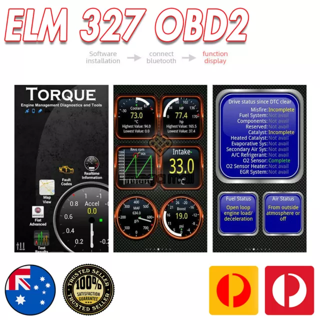 Genuine ELM 327 OBD2 Bluetooth code reader Scanner Car Diagnostic Tool Android