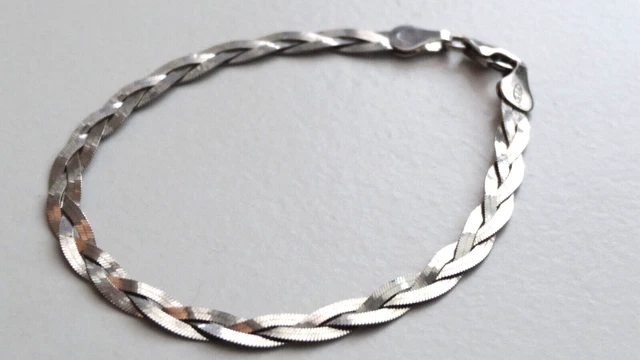 Bracelet En Argent Massif 925 Maille Torsadée - Longueur 18,5 Cm - Occasion Très Bon état