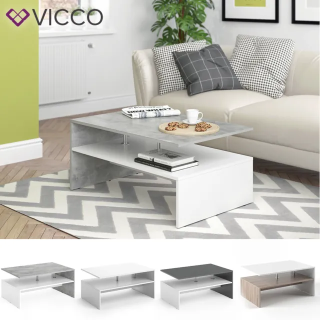 Vicco Table basse Table de salon Table d’appoint blanc béton anthracite chêne