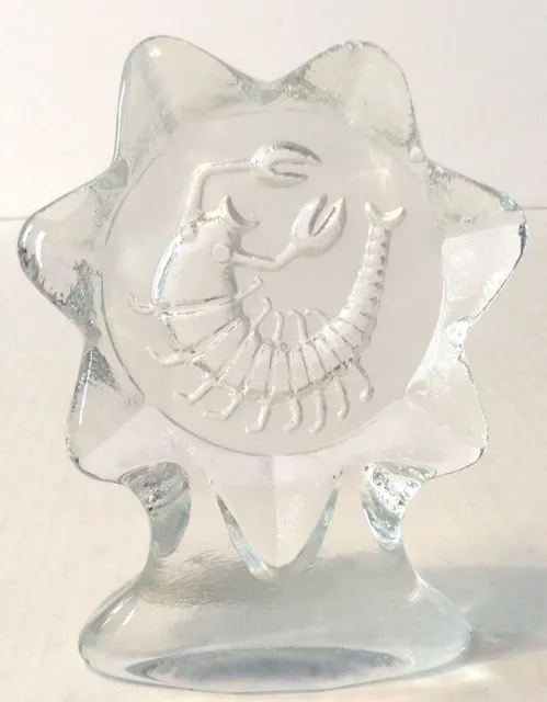 Etched Glass Lobster Scorpion Glass Paperweight Figurine Coastal Nautical Decor