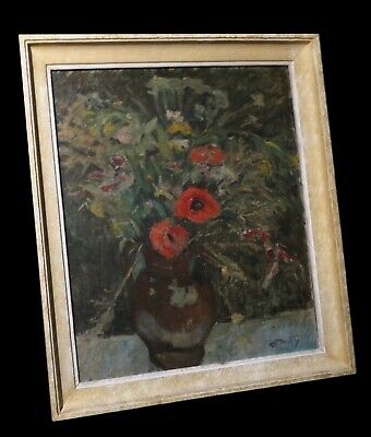 Suzanne BESSON 1921-1996 bouquet de fleurs Bretagne expressionnisme abstrait 