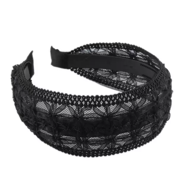 gothique noir large dentelle fleur bandeau broderie cheveux cerceau boho