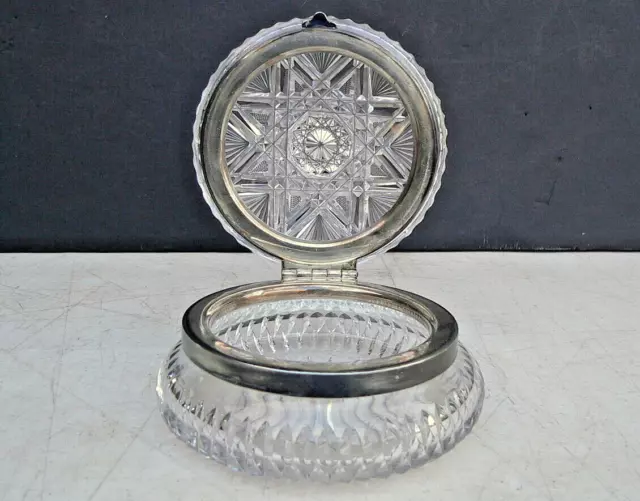 Antique Pairpoint PEARL Cut Glass Jewel Box American Brilliant Period ABP Hinged