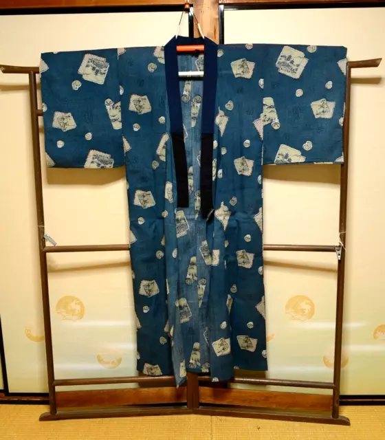 with Flaws) Mens Cotton? Naga Juban Underwear Kimono Japanese vintage 135cm 1194