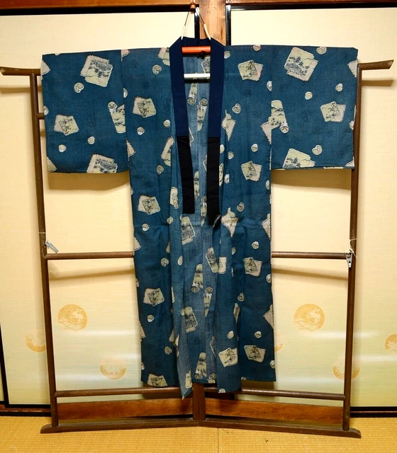 with Flaws) Mens Cotton? Naga Juban Underwear Kimono Japanese vintage 135cm 1194