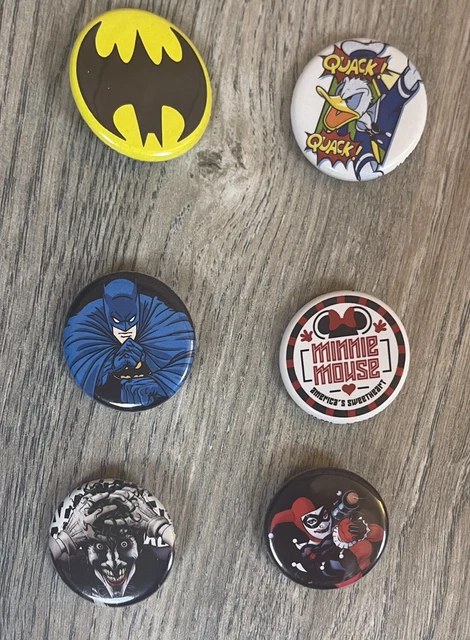 Y2K Lapel Pins(Lot Of Six ) Minnie-Donald -Batman-Joker Excellent Condition