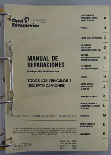 Manual de altura Opel Kadett, Ascona, Rekord, Manta, Senator, Monza estado 1979 3