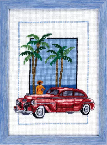 Permin  92-8127  Voiture  Cuba  Rouge  Broderie  Point de croix compté