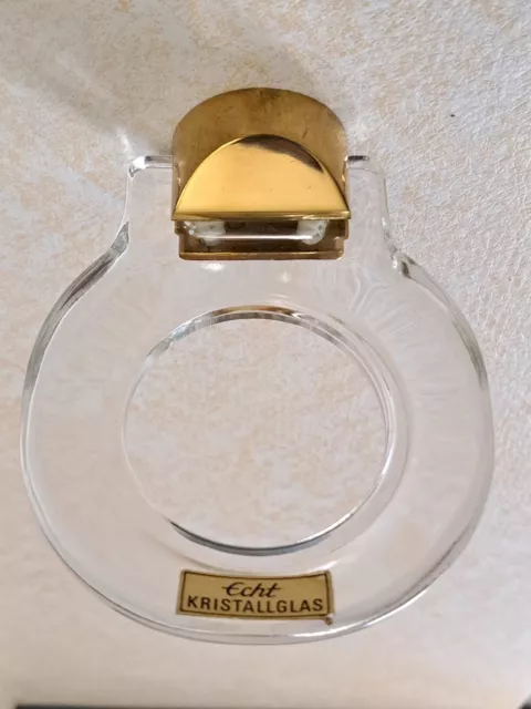 Vintage Bleikristall Wall Mounted Toothbrush Glass Cup W/ Brass Bracket Germany