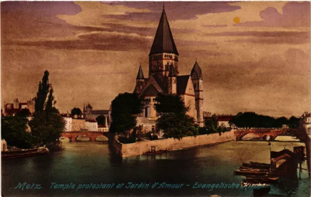 CPA AK METZ TEMPLE protestant et Jardin d'Amour - Evangelische Kirche (454965)