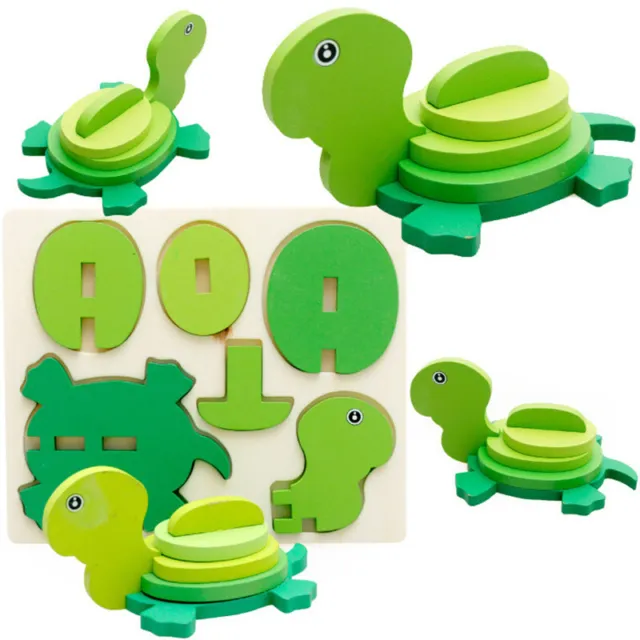 Children's Wooden 3D Puzzle Cartoon Animal Turtle Lion Puzzle DIY Handmade Model