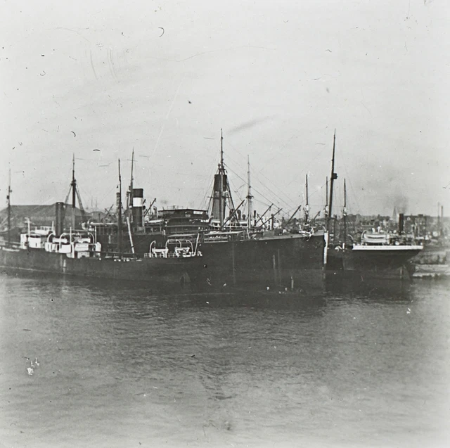 Port Bateau à vapeur c1920 Photo Stereo Vintage Plaque verre V35L20n12