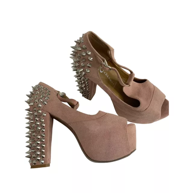 Havana Last Jeffrey Campbell Foxy Spike Shoes Sz 8 Platform Taupe Suede 6163 EUC