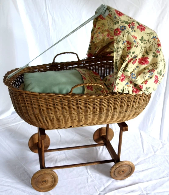 👶 Petit Landau Poussette Ancien Avec Poupée - Jouet Début 1900 - Bois Et Métal