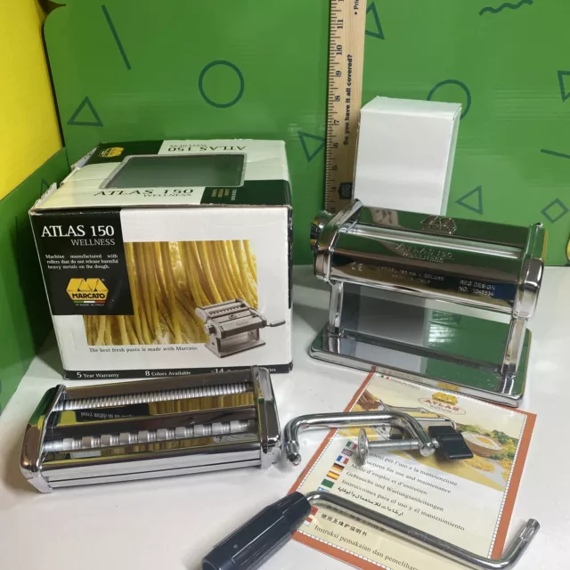 Marcato 8320 Atlas 150 Pasta Machine, Includes Pasta Cutter & Hand Crank Silver
