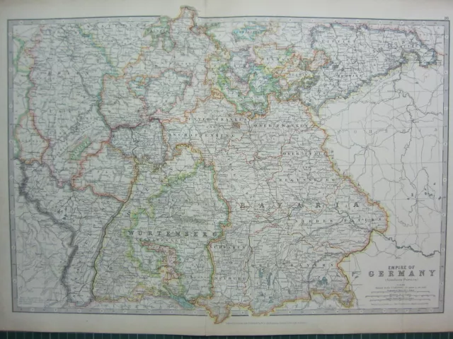 1910 Landkarte ~ Reich Von Deutschland Southern Teil Bavaria Württemberg Baden