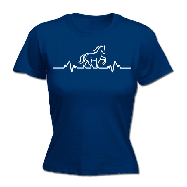 Horse Riding Heart Beat Pulse WOMENS T-SHIRT Tee Equestrian Funny Gift birthday