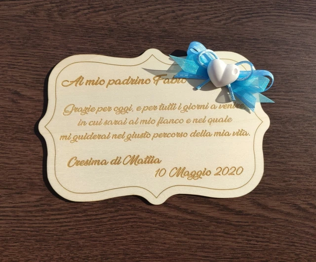 Padrino E Madrina Battesimo 2024 TARGA NASCITA BATTESIMO Ringraziamento Madrina Padrino Legno Fiocco