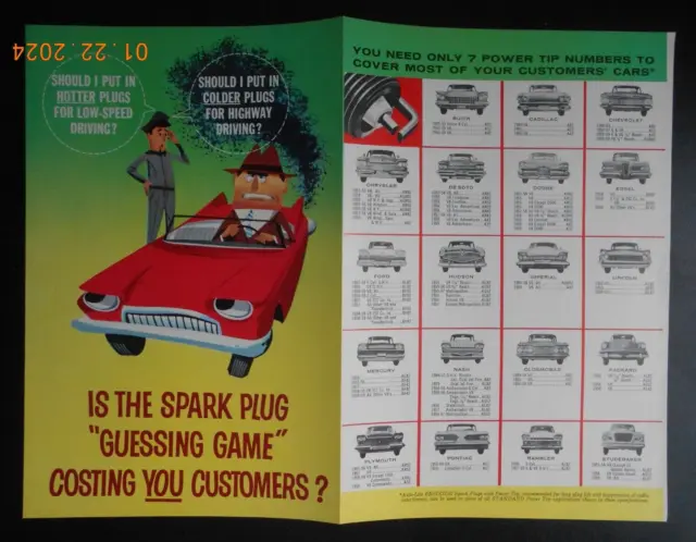 1959 Auto-Lite Spark Plug 4 PG brochure flyer AD Edsel Chevy Ford Cadillac Nash