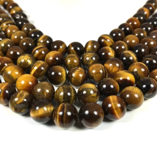 8mm TIGERS EYE A Grade Round Beads Gemstone Strand Trade Bulk Crafts Jewellery 3