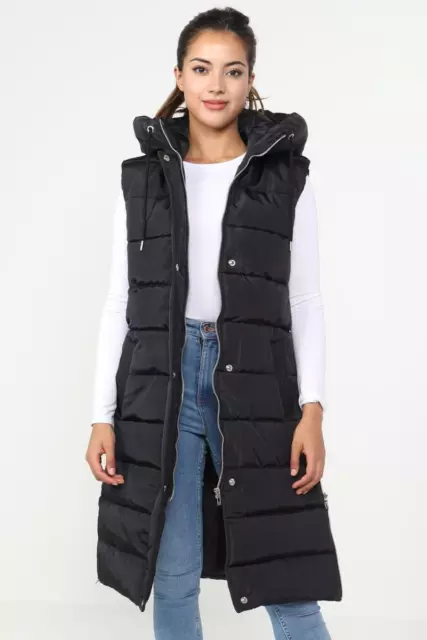 Ladies Girls Long Hooded Puffer Warm Padded Sleeveless Gilet  **SPECIAL OFFER**