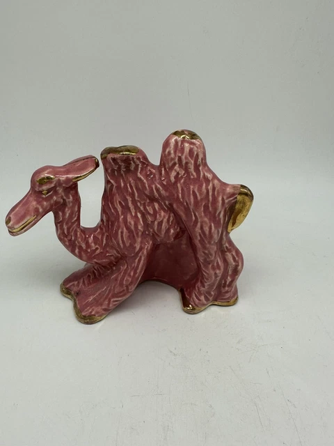 VINTAGE MID CENTURY Rare  Camel  PLANTER Pink GOLD  NICE 5 In Tall  5.5 In Wide