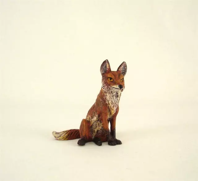 Franz Bergmann Vienna Austria SITTING FOX Cold Painted Bronze Brass