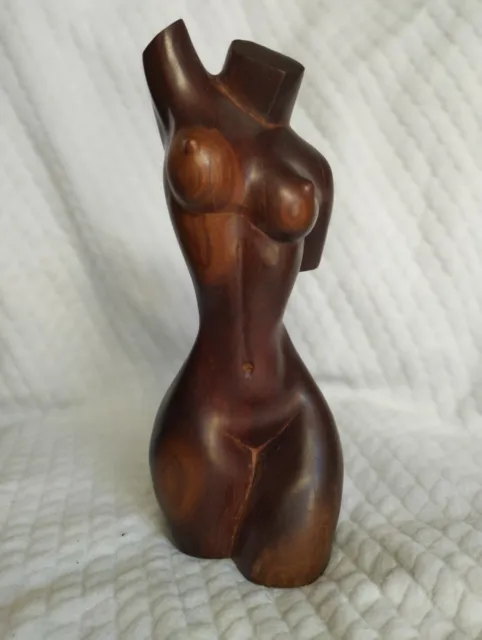 Vintage Donna busto in legno arte nuda scultura statua